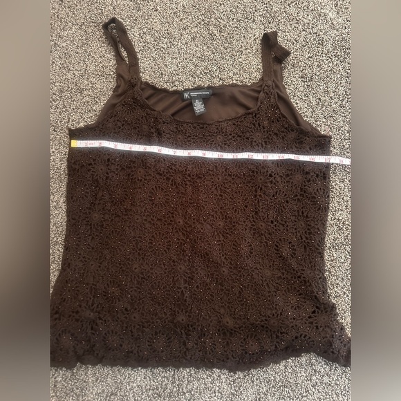 INC International Concepts Brown Crochet Beaded Tank Top 2X Wool Blend Classic - Picture 7 of 8